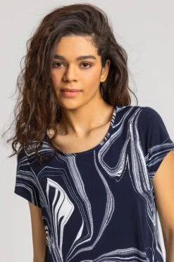 Roman Abstract Linear Print Swing Top -Outlet Mode Zyra Store Q16732s4