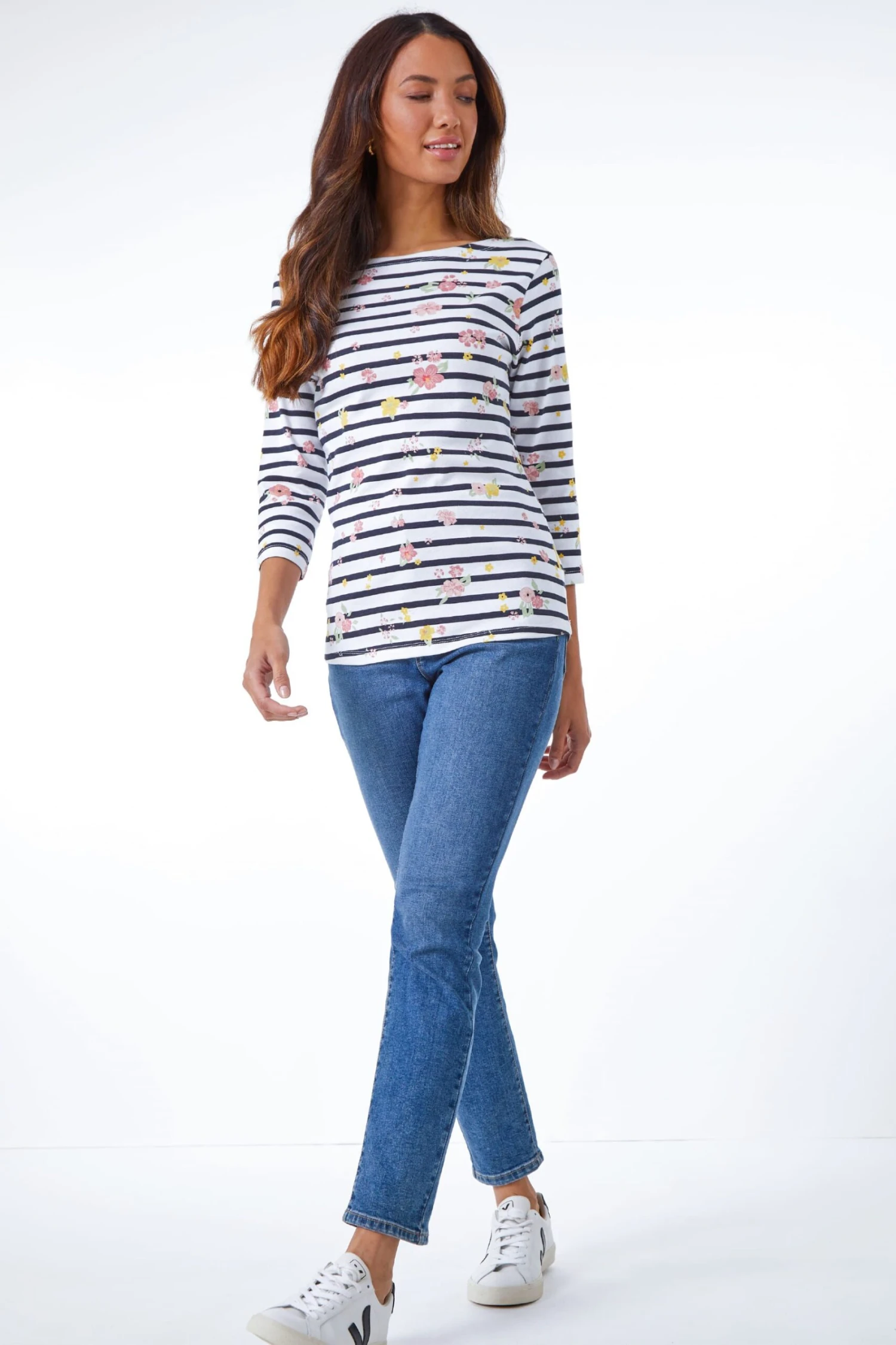 Roman Floral Stripe Print Top 4 Roman Floral Stripe Print Top - Image 2