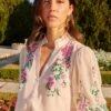 V&A L Love & Roses Floral Embroidered Ruffle V Neck Blouse 1 V&A L Love & Roses Floral Embroidered Ruffle V Neck Blouse -Outlet Mode Zyra Store Q34989s