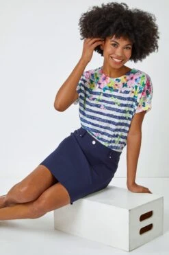 Roman Straight Stretch Skirt -Outlet Mode Zyra Store Q35483s5