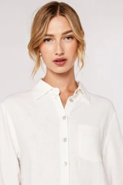 Apricot Linen Blend Cotton Oversized Shirt Dress -Outlet Mode Zyra Store Q35774s3