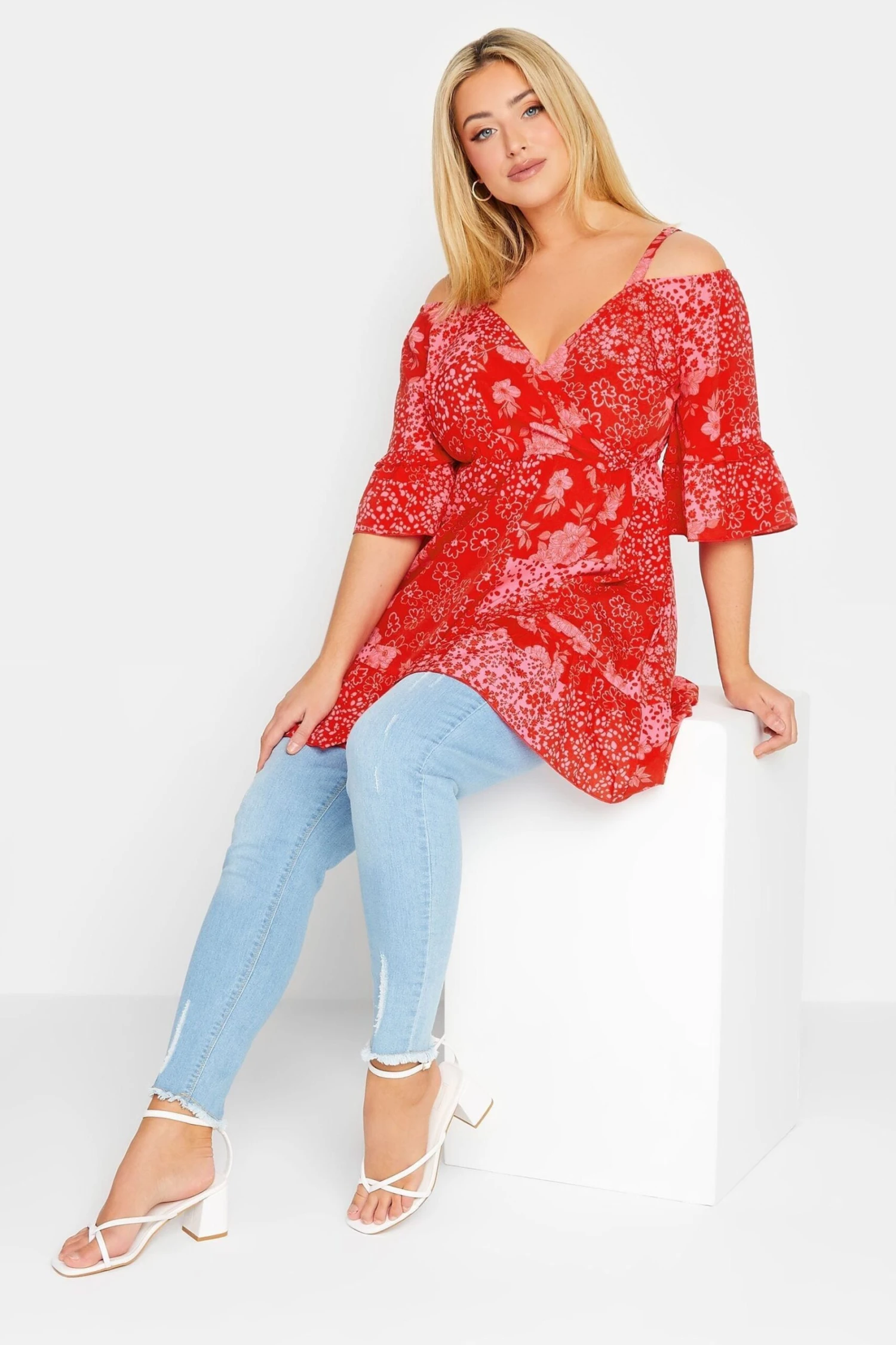 Yours Curve Shirred Cold Shoulder Top 5 Yours Curve Shirred Cold Shoulder Top - Image 3