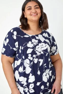 Roman Curve Floral Print Chiffon Hem Top 10 Roman Curve Floral Print Chiffon Hem Top -Outlet Mode Zyra Store Q39966s4