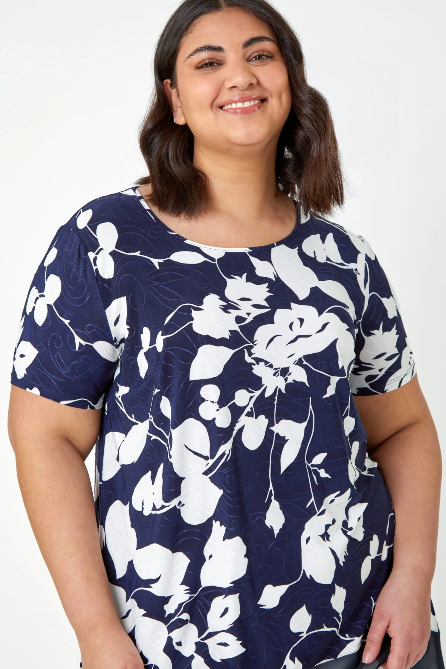 Roman Curve Floral Print Chiffon Hem Top 6 Roman Curve Floral Print Chiffon Hem Top - Image 4