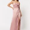 Maya Cowl Neck Cross Back Satin Maxi Dress -Outlet Mode Zyra Store R23677s