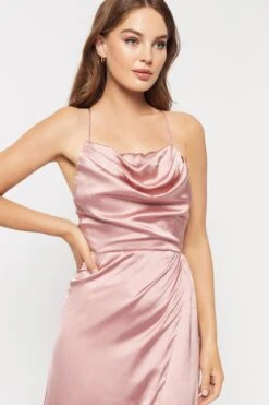 Maya Cowl Neck Cross Back Satin Maxi Dress -Outlet Mode Zyra Store R23677s3