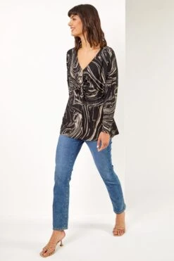 Roman Swirl Print Tie Waist Top -Outlet Mode Zyra Store R64440s3