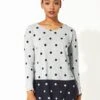 Roman Originals Contrast Spot Print Long Sleeve Top