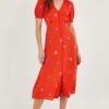 Monsoon Orange Ollie Embroidered Tea Dress In Sustainable Viscose 1 Monsoon Orange Ollie Embroidered Tea Dress In Sustainable Viscose -Outlet Mode Zyra Store T24601s