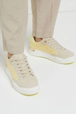 River Island Yellow Light Mono Toe Lace Up Trainers -Outlet Mode Zyra Store T96248s5