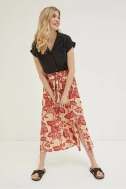 FatFace Cream Sascha Vine Floral Midi Skirt