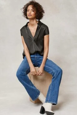 Mint Velvet Silk V-Neck Shirt -Outlet Mode Zyra Store U44088s4