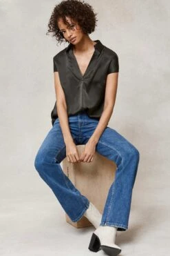 Mint Velvet Silk V-Neck Shirt -Outlet Mode Zyra Store U44088s5