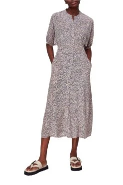 Whistles Purple Dashed Leopard Midi Dress