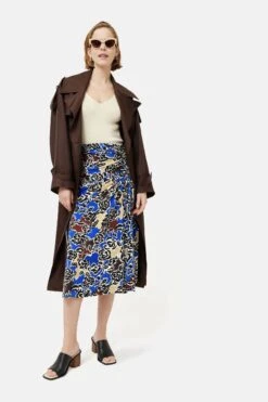 Jigsaw Blue Brushed Rose Jersey Skirt -Outlet Mode Zyra Store U59965s4