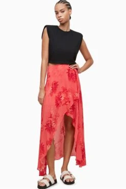 AllSaints Slvina Nila Orange Skirt