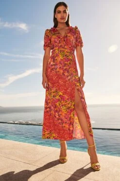 Next Satin Jacquard Wrap Midi Dress