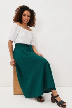 Phase Eight Green Amorette Belted Linen Maxi Skirt -Outlet Mode Zyra Store U76128s4