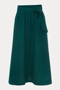 Phase Eight Green Amorette Belted Linen Maxi Skirt -Outlet Mode Zyra Store U76128s6