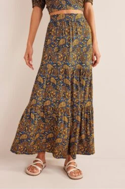 Boden Gold Jersey Maxi Skirt