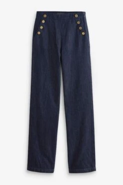 Next Gold Button Detail Smart Wide Leg Jeans -Outlet Mode Zyra Store U86930s3