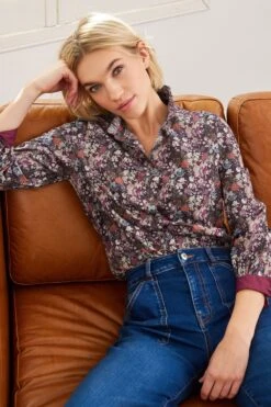 Next Long Sleeve Ruffle Neck Signature Cotton Shirt