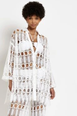 River Island Oversized White Lace Beach Shirt -Outlet Mode Zyra Store U99767s7